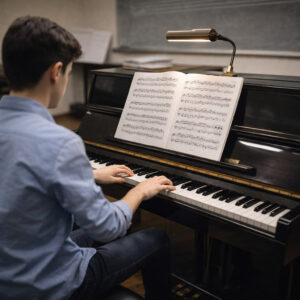 Μάθημα πιάνου ανώτερης βαθμίδας σε αίθουσα ωδείου